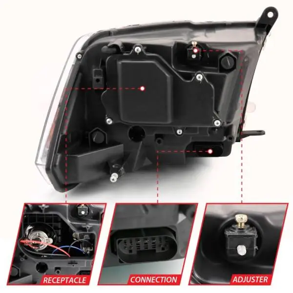 ANZO 2009-2018 Dodge Ram 1500 Projector Plank Style Switchback H.L Halo Chrome Amber (OE Style) image 6