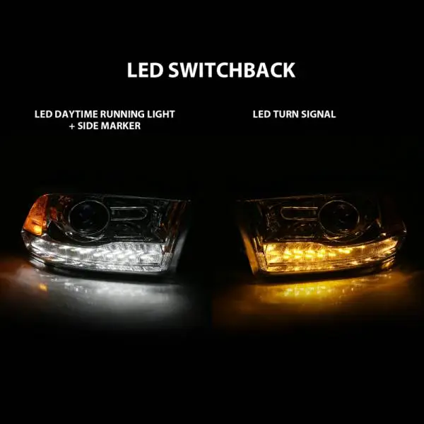 ANZO 2009-2018 Dodge Ram 1500 Projector Plank Style Switchback H.L Halo Chrome Amber (OE Style) image 9