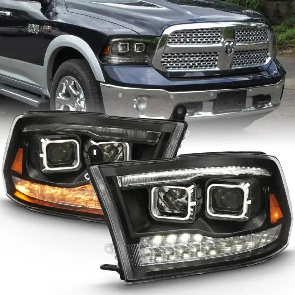ANZO 2009-2018 Dodge Ram 1500 Projector H.L. Switchback Black Amber image 2