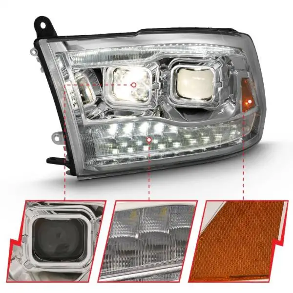 ANZO 2009-2018 Dodge Ram 1500 Projector H.L. Switchback Black Amber image 4
