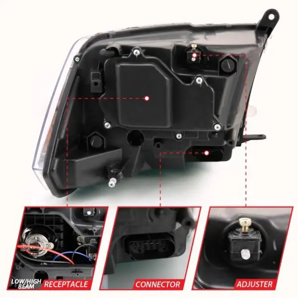 ANZO 2009-2018 Dodge Ram 1500 Projector H.L. Switchback Black Amber image 5