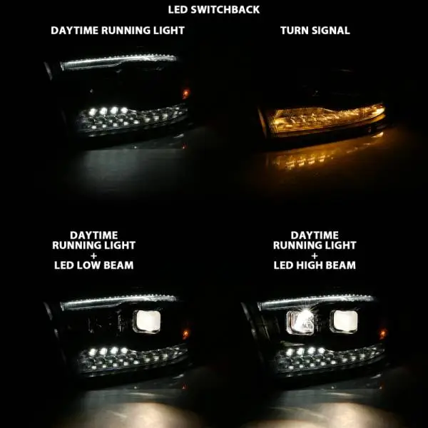 ANZO 2009-2018 Dodge Ram 1500 Projector H.L. Switchback Black Amber image 15