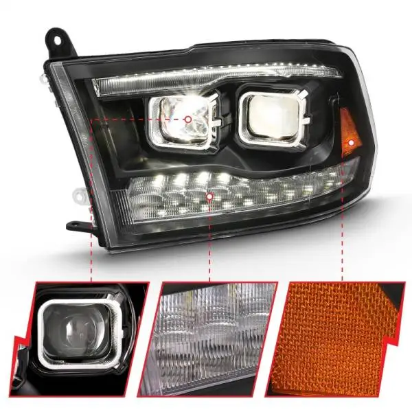ANZO 2009-2018 Dodge Ram 1500 Projector H.L. Switchback Chrome Amber image 4