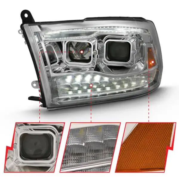ANZO 2009-2018 Dodge Ram 1500 Projector H.L. Switchback Chrome Amber image 11