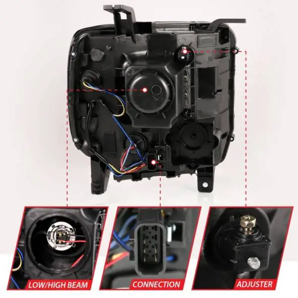 ANZO 2014-2015 GMC Sierra 1500HD Projector Plank Style Headlight Black W/ DRL thumbnail 5