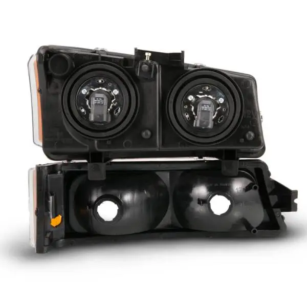 ANZO 2003-2006 Chevy Silverado Crystal Headlight w/ Signal Light Black Amber (4 pcs) thumbnail 2
