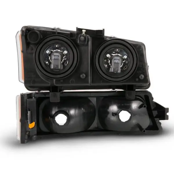 ANZO 2003-2006 Chevy Silverado Crystal Headlight w/ Signal Light Black Amber (4 pcs) thumbnail 4