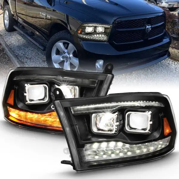 ANZO 2009-2018 Dodge Ram 1500 Led Projector Plank Style Switchback H.L Halo Black Amber (OE Style) image 5
