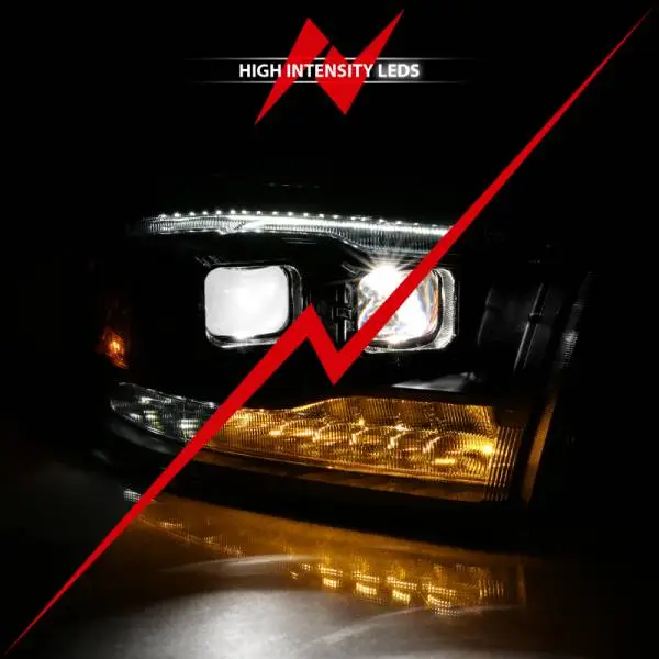 ANZO 2009-2018 Dodge Ram 1500 Led Projector Plank Style Switchback H.L Halo Black Amber (OE Style) image 6