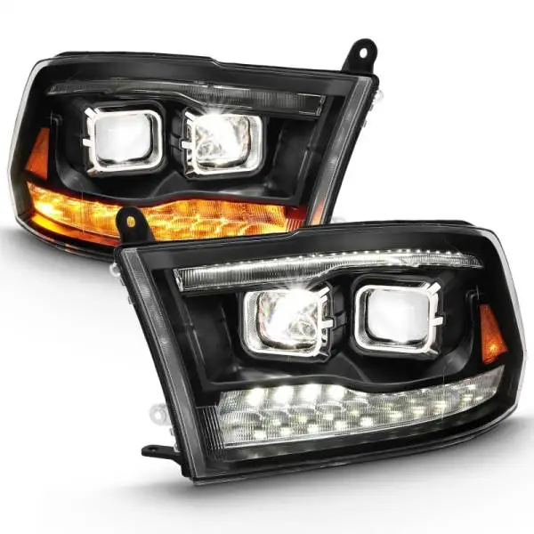 ANZO 2009-2018 Dodge Ram 1500 Led Projector Plank Style Switchback H.L Halo Black Amber (OE Style) image 7