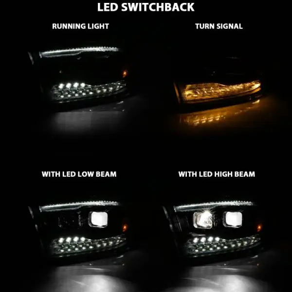 ANZO 2009-2018 Dodge Ram 1500 Led Projector Plank Style Switchback H.L Halo Black Amber (OE Style) image 14