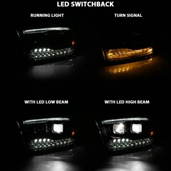 ANZO 2009-2018 Dodge Ram 1500 Led Projector Plank Style Switchback H.L Halo Black Amber (OE Style) image 15