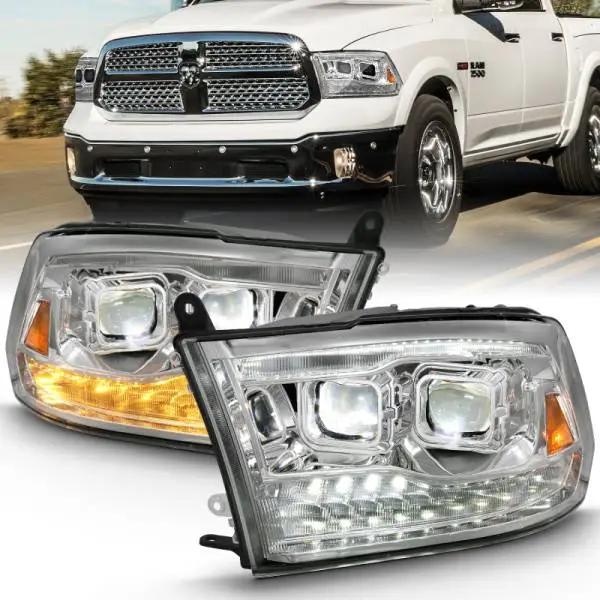 ANZO 2009-2018 Dodge Ram 1500 Led Projector Plank Style Switchback H.L Halo Chrome Amber (OE Style) image 5