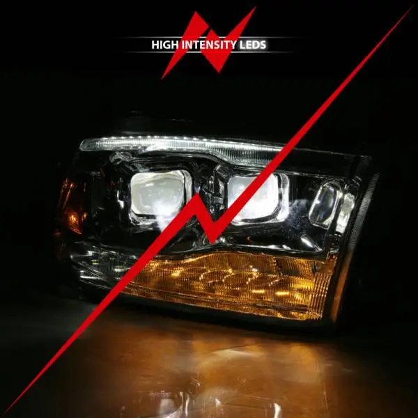 ANZO 2009-2018 Dodge Ram 1500 Led Projector Plank Style Switchback H.L Halo Chrome Amber (OE Style) image 6