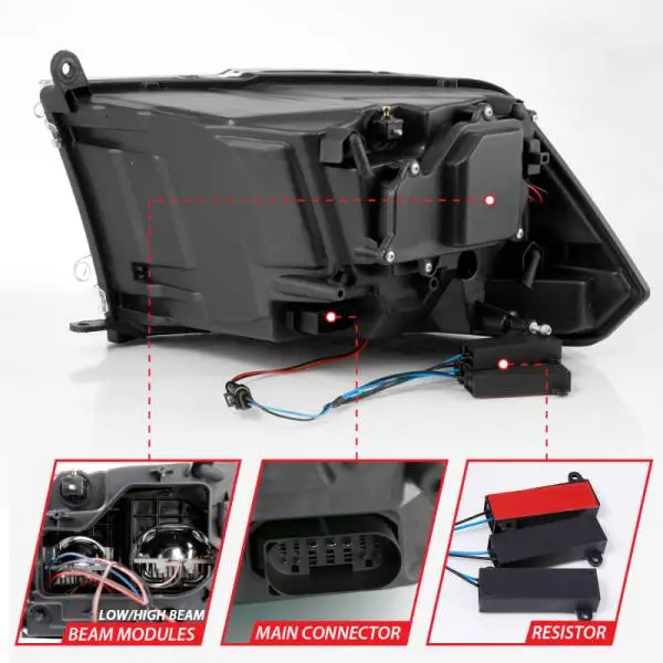 ANZO 2009-2018 Dodge Ram 1500 Led Projector Plank Style Switchback H.L Halo Chrome Amber (OE Style) image 11