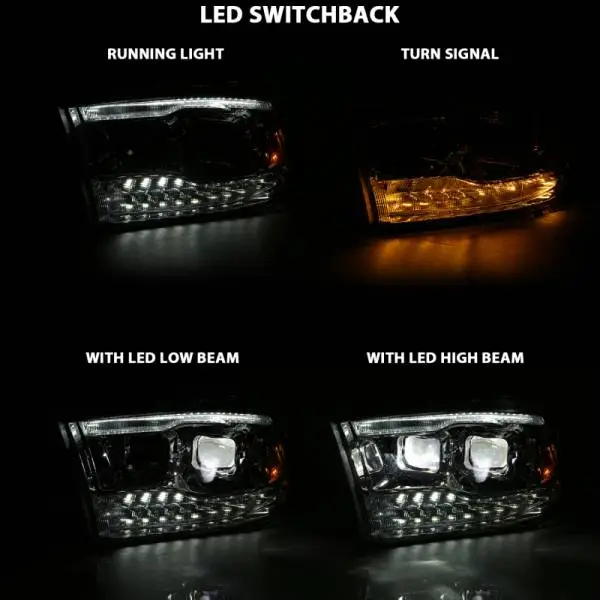 ANZO 2009-2018 Dodge Ram 1500 Led Projector Plank Style Switchback H.L Halo Chrome Amber (OE Style) image 14