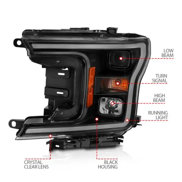 ANZO 2018-2019 Ford F-150 Projector Plank Style H.L. Black Amber (Without Switchback) image 4