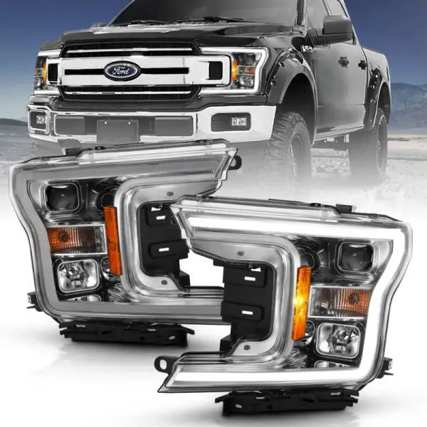ANZO 2018-2019 Ford F-150 Projector Plank Style H.L. Chrome Amber (Without Switchback) image 5