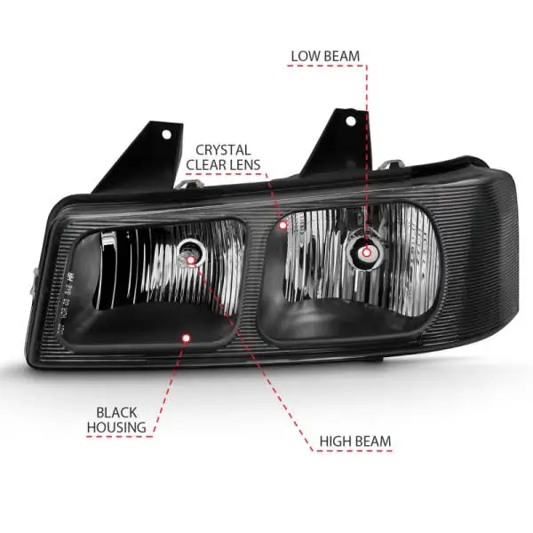 ANZO 2003-2017 Chevy Express Crystal Headlight Black thumbnail 3