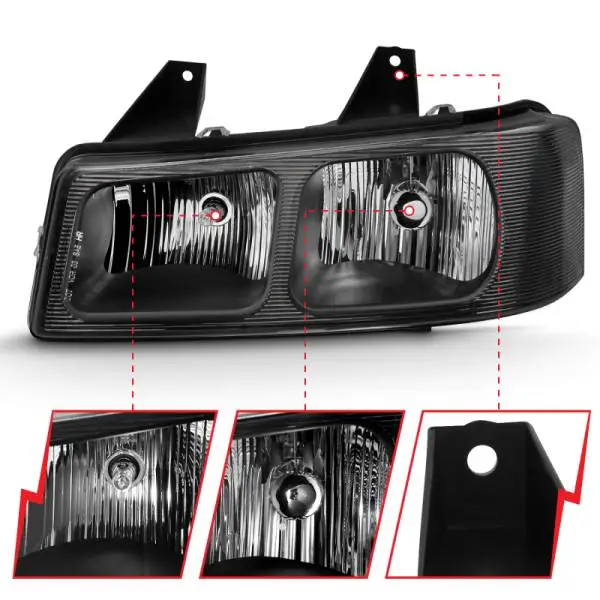 ANZO 2003-2017 Chevy Express Crystal Headlight Black thumbnail 4