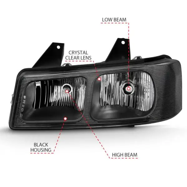 ANZO 2003-2017 Chevy Express Crystal Headlight Black thumbnail 6