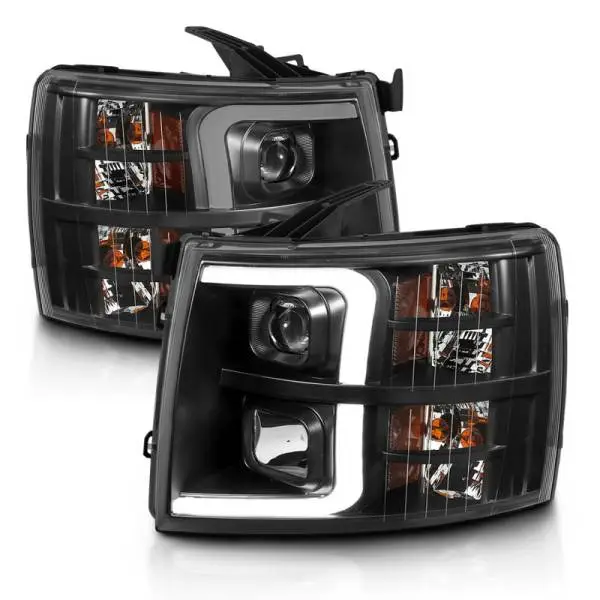 ANZO 07-13 Chevrolet Silverado 3500 Projector Headlights - Black Amber thumbnail 10