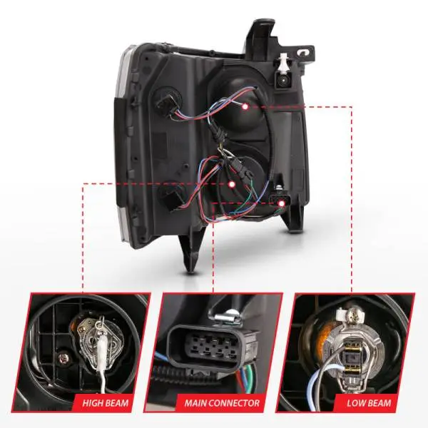 ANZO 07-13 Chevrolet Silverado 3500 Projector Headlights - Black Amber thumbnail 12