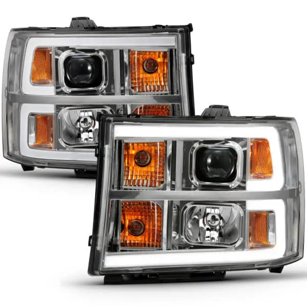 ANZO 2007-2013 GMC Sierra 1500 Projector Headlight Plank Style Chrome w/ Clear Lens Amber thumbnail 3