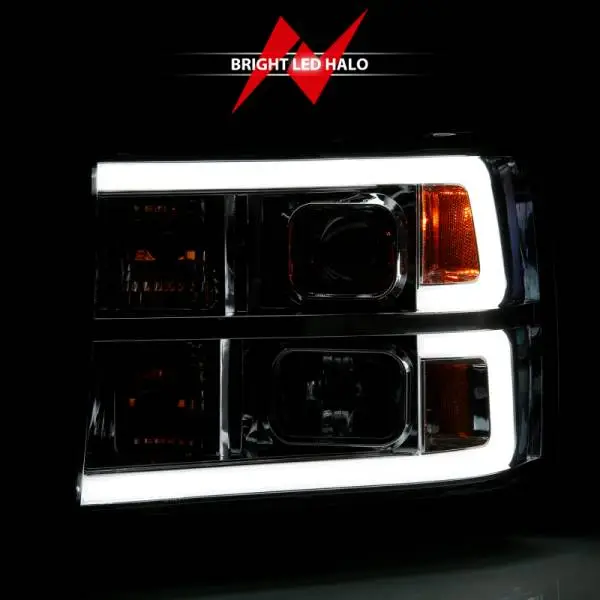 ANZO 2007-2013 GMC Sierra 1500 Projector Headlight Plank Style Chrome w/ Clear Lens Amber thumbnail 6