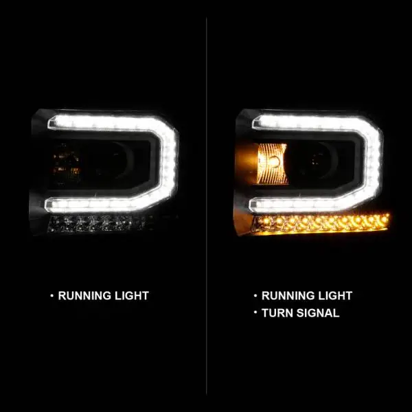 ANZO 2016-2019 GMC Sierra 1500 Projector Headlight Plank Style Black w/ Sequential Amber Signal thumbnail 3