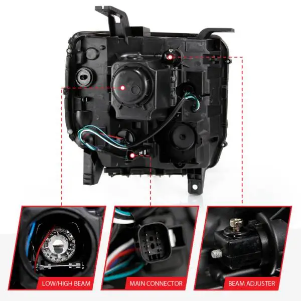 ANZO 2016-2019 GMC Sierra 1500 Projector Headlight Plank Style Black w/ Sequential Amber Signal thumbnail 12