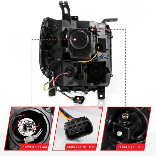 ANZO GMC SIERRA 1500 14-15 2500H/15-19 Projector Headlight Plank Style Black w/ Switchback (Halogen) thumbnail 5