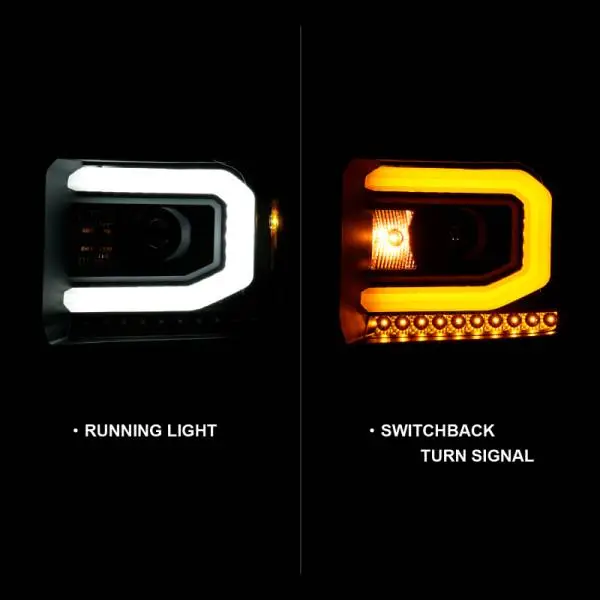 ANZO GMC SIERRA 1500 14-15 2500H/15-19 Projector Headlight Plank Style Black w/ Switchback (Halogen) thumbnail 9