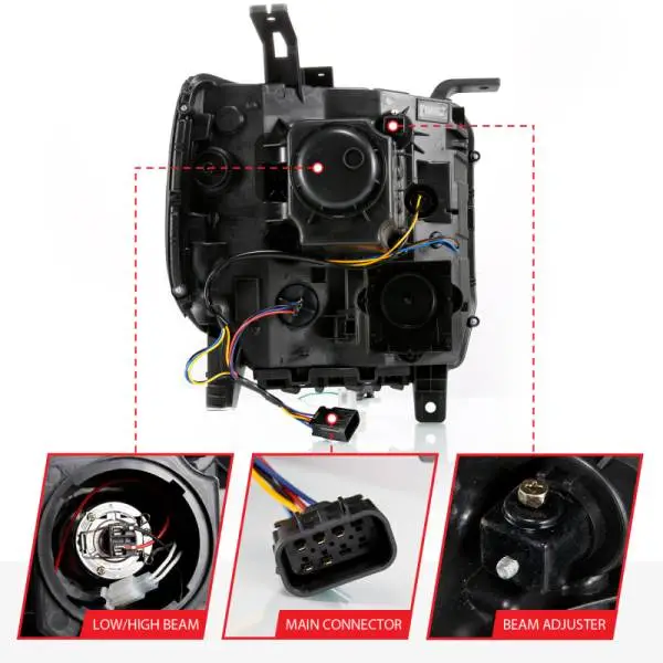 ANZO GMC SIERRA 1500 14-15 2500H/15-19 Projector Headlight Plank Style Black w/ Switchback (Halogen) thumbnail 12