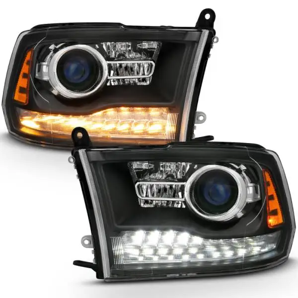ANZO 2009-2018 Dodge Ram 1500 Projector Headlights Plank Style Halo w/Switchback Matte Black image 14