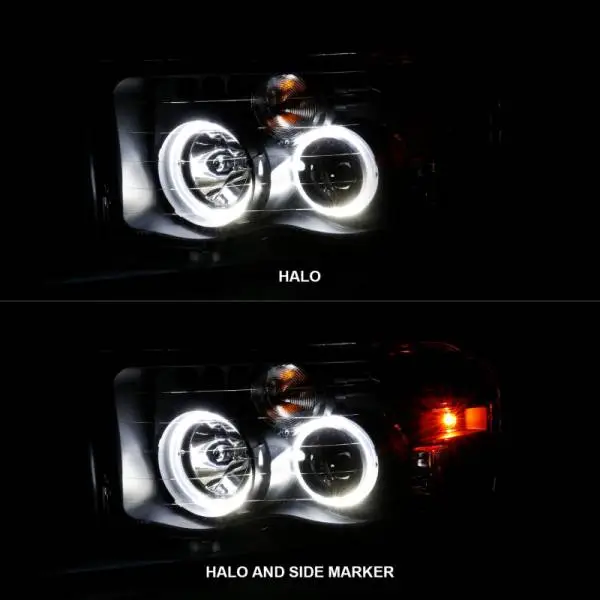 ANZO 2002-2005 Dodge Ram 1500 Projector Headlights w/ Halo Black Clear Amber image 5