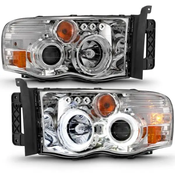ANZO 2002-2005 Dodge Ram 1500 Projector Headlights w/ Halo Chrome Clear Amber image 8