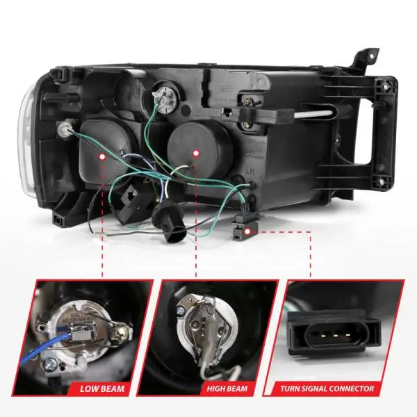 ANZO 2002-2005 Dodge Ram 1500 Projector Headlights w/ Halo Chrome Clear Amber image 11