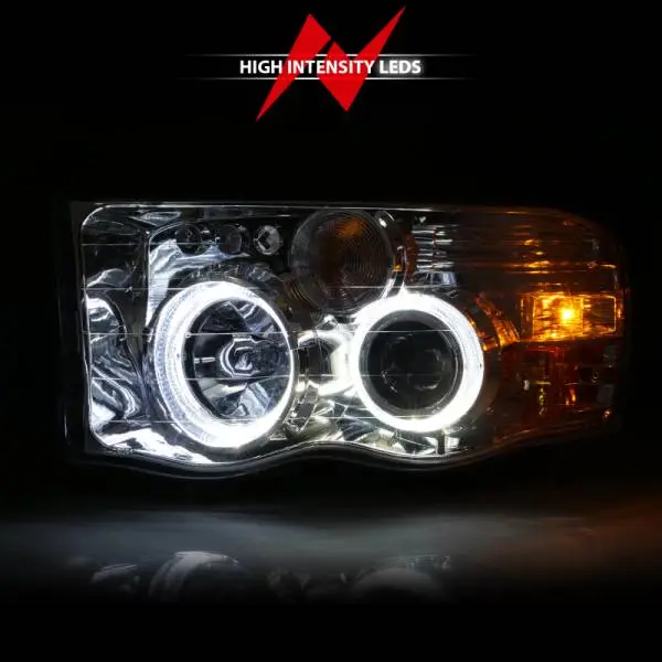 ANZO 2002-2005 Dodge Ram 1500 Projector Headlights w/ Halo Chrome Clear Amber image 12
