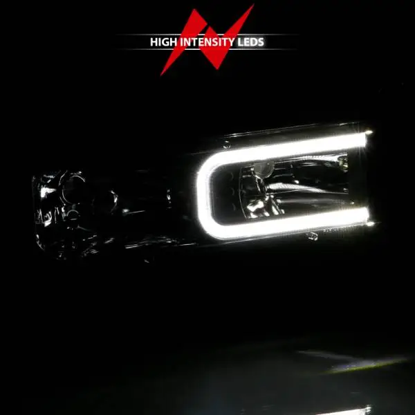 ANZO 1999-2000 Cadillac Escalade Crystal Headlights Light Bar Black Housing (Pair) thumbnail 12