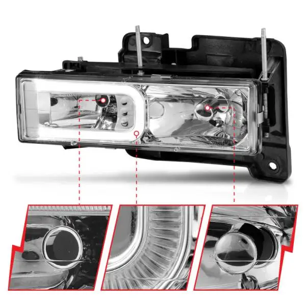 ANZO 1999-2000 Cadillac Escalade Crystal Headlights thumbnail 4