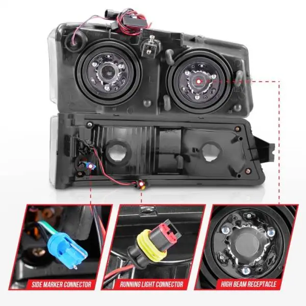 ANZO 2003-2006 Chevrolet Silverado 1500 Crystal Headlights w/ Light Bar Chrome Housing thumbnail 5