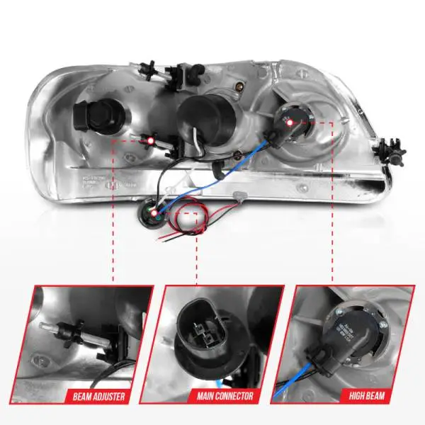 ANZO 1997-2003 Ford F-150 Projector Headlights w/ Light Bar Black Housing thumbnail 5