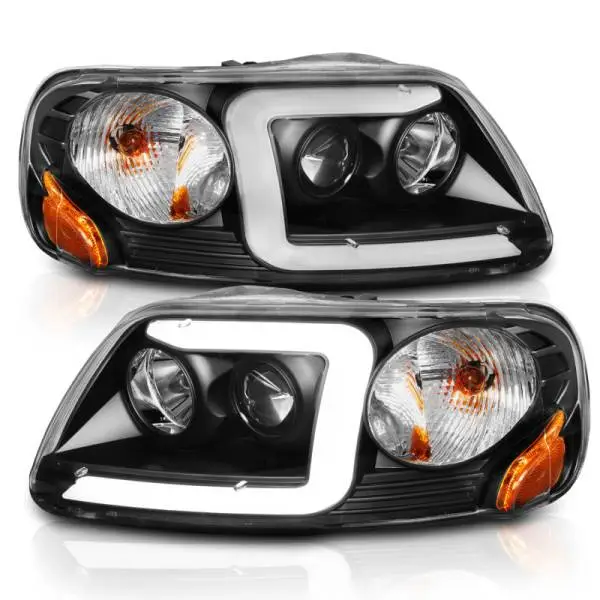 ANZO 1997-2003 Ford F-150 Projector Headlights w/ Light Bar Black Housing thumbnail 8