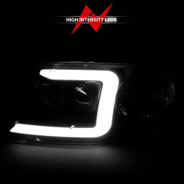 ANZO 1997-2003 Ford F-150 Projector Headlights w/ Light Bar Black Housing thumbnail 12