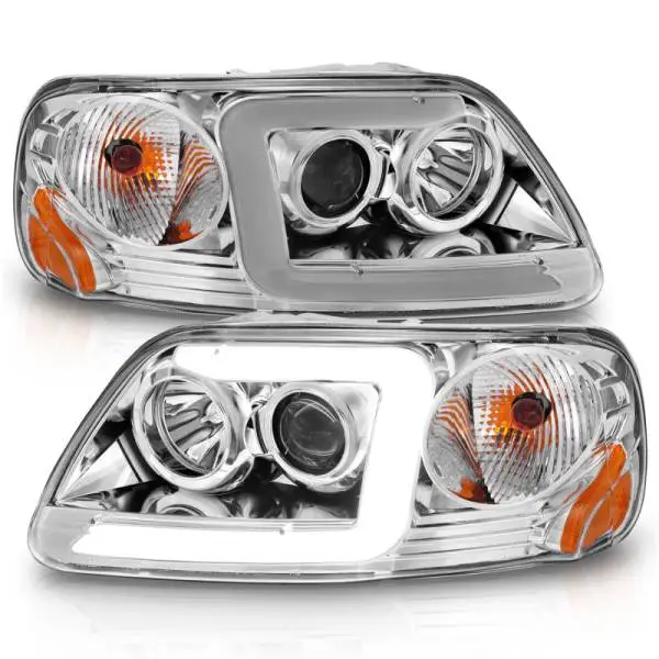 ANZO 1997-2003 Ford F-150 Projector Headlights w/ Light Bar Chrome Housing thumbnail 8