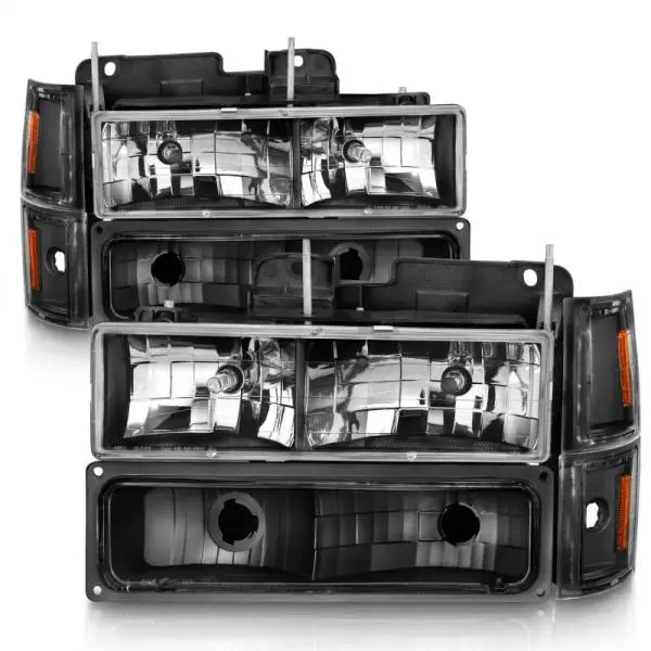 ANZO 88-98 Chevrolet C1500 Crystal Headlights Black thumbnail 3