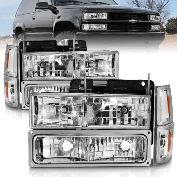 ANZO 88-98 Chevrolet C1500 Crystal Headlights Chrome w/ Signal and Side Marker Lights thumbnail 2
