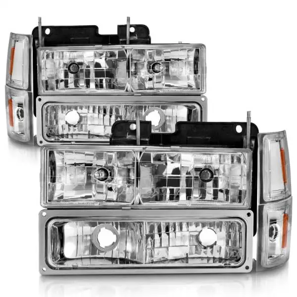 ANZO 88-98 Chevrolet C1500 Crystal Headlights Chrome w/ Signal and Side Marker Lights thumbnail 3
