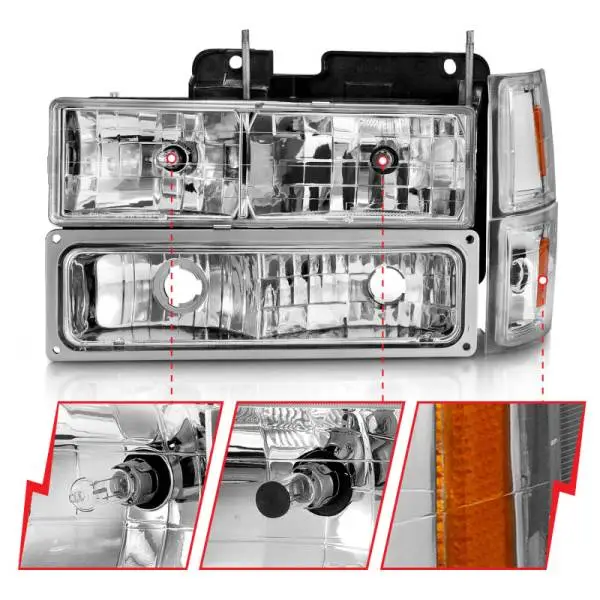 ANZO 88-98 Chevrolet C1500 Crystal Headlights Chrome w/ Signal and Side Marker Lights thumbnail 8